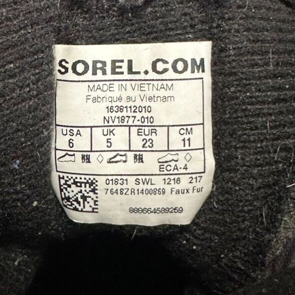 Sorel Snow Commander Hook & Loop Strap Boots Toddler 6 Black Faux Fur-Lined - Picture 5 of 10